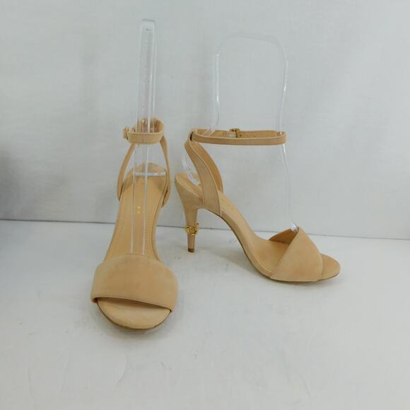 Coach Women's Regina Ankle Strap Sandals Beechwood Suede Heels Size 7 New - Picture 2 of 12